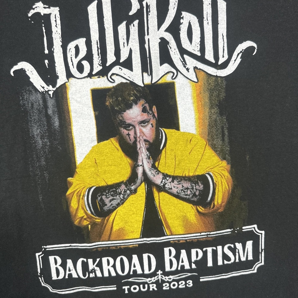 2023 Jelly Roll BACKROAD BAPTISM Concert‎ Tour T Shirt Mens M Black Short Sleeve